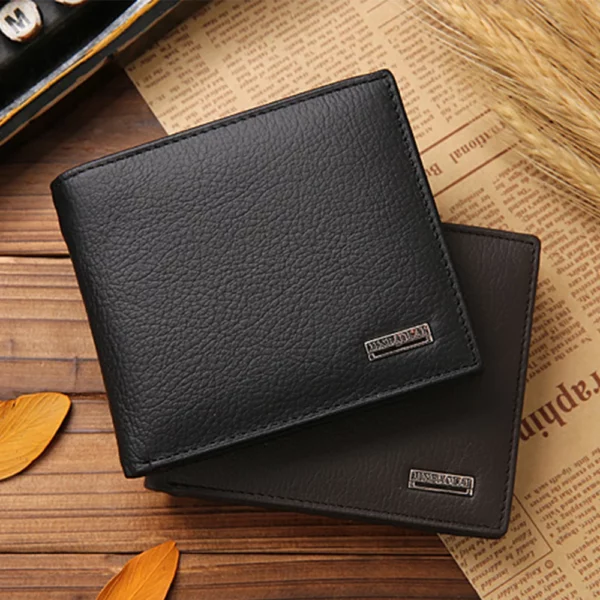 Classic Short Genuine Leather Men Wallets Fashion Coin Pocket Card Holder - Image 2