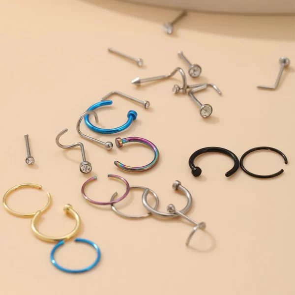 22-Piece Set Fake Nose Ring/Earrings Fashion - Image 2