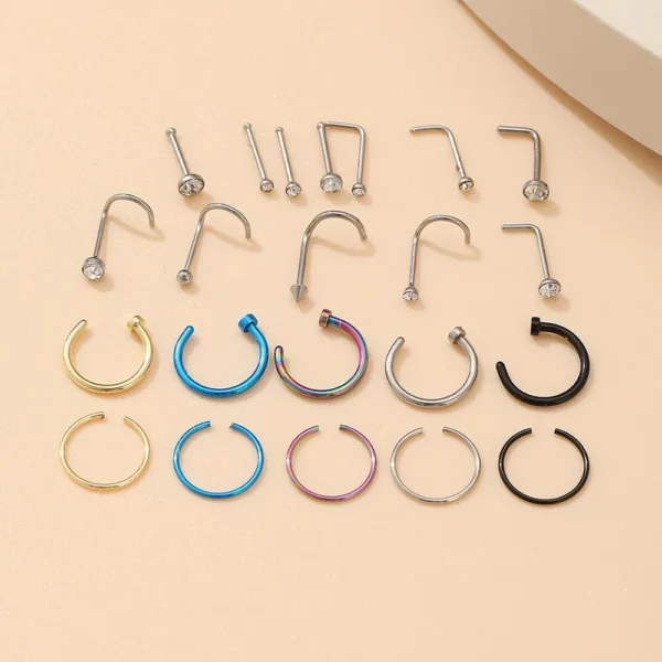 22-Piece Set Fake Nose Ring/Earrings Fashion - Image 4