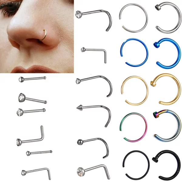 22-Piece Set Fake Nose Ring/Earrings Fashion