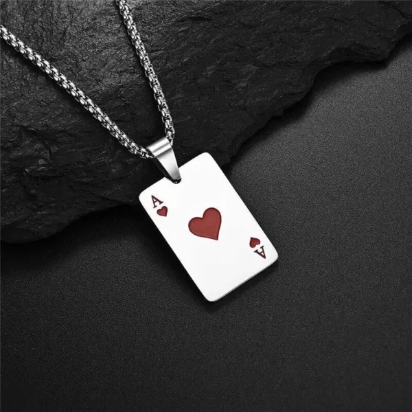 2-Piece Stainless Steel Ace of Spades Jewlery Set - Image 2