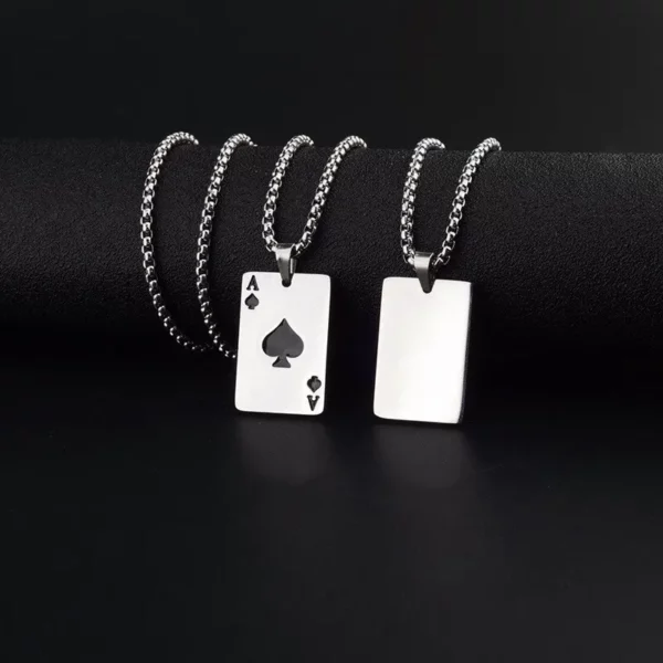 2-Piece Stainless Steel Ace of Spades Jewlery Set - Image 4