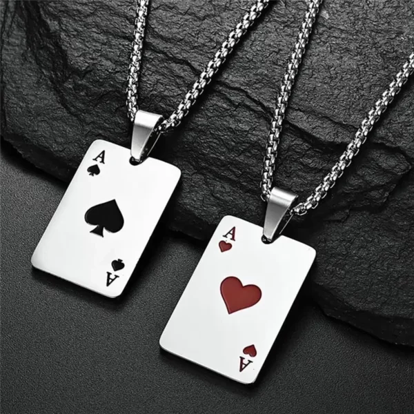 2-Piece Stainless Steel Ace of Spades Jewlery Set