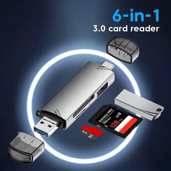 6In1 Multifunction Usb 3.0 Card Reader U Disk Type C/Micro Usb/Tf/Sd Flash Drive Memory Card Reading Adapter Phone