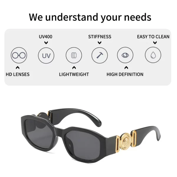 Classic Vintage Black Gold Sunglasses - Image 4