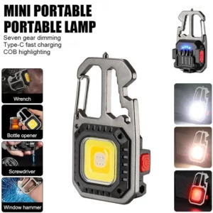 Portable Rechargeable Waterproof Keychain Flashlight With Bottle Opener & Glass Breaker